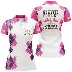 Maxcorners Pink Bowling We're More Than Just Bowling Friends Flamingo Premium Customized Name 3D Shirt For Women