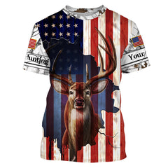 Maxcorners Customized Usa American Flag Whitetail Deer Buck Shirts For Men, Women And Kid