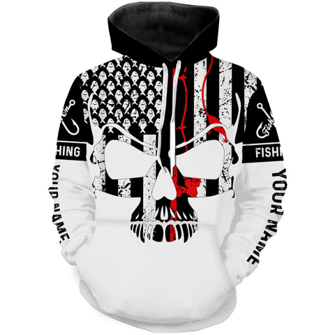 Max Corners Vintage Fishing American Flag Skull Fishing Custom Name 3D Hoodie