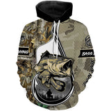 Max Corners Custom Name Bass Fishing Fish Hook 3D Camo Hoodie