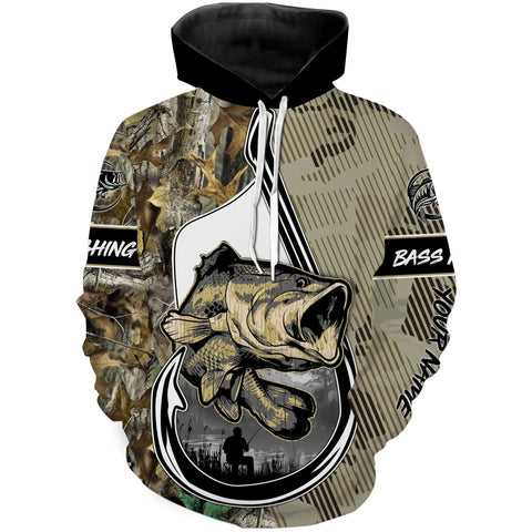 Max Corners Custom Name Bass Fishing Fish Hook 3D Camo Hoodie