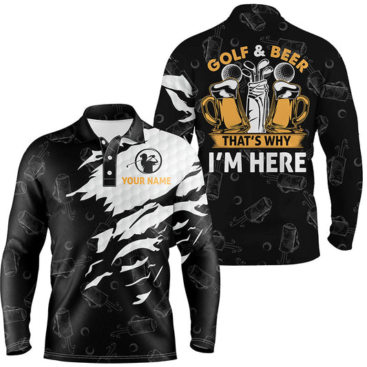 Max Corner Golf And Beer That's Why I'm Here Mens Polo Shirt Custom Beer Golf Shirts For Men