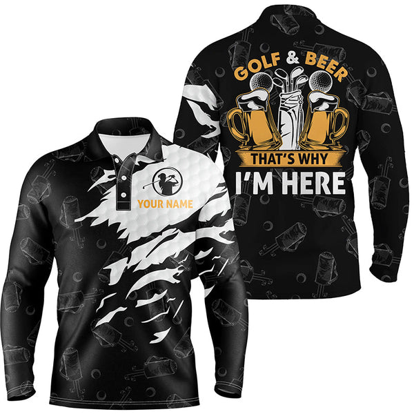 Max Corner Golf And Beer That's Why I'm Here Mens Polo Shirt Custom Beer Golf Shirts For Men