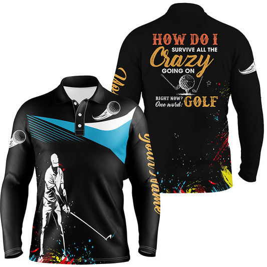 Max Corner Water Color Mens Golf Polo Shirts, Personalized Colorful Golf Shirts For Men, Cool Golf Gifts