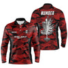 Max Corner Camo Pattern Mens Golf Polo Shirts, Custom Red Camo Golf Shirt Disc Golf Shirts For Mens, Golf Gifts