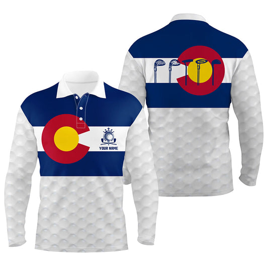 Max Corner Colorado Flag Mens Golf Polo Shirt Custom Patriotic Golf Shirts For Men