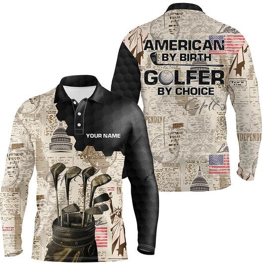Max Corner Mens American Flag Custom Name Golf Shirt Golf Bag Vintage Polo Golf Shirts For Men Dry Fit