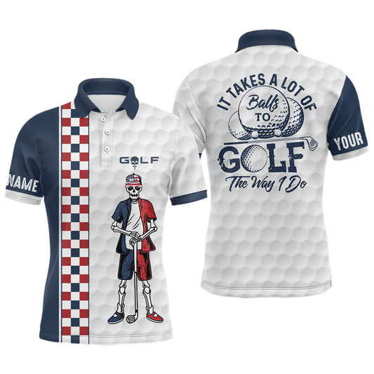 Max Corner Customized Mens Skull Golf Polo Shirt Checkerboard Funny Golf Shirts For Men