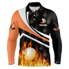 Max Corner Personalized Mens Golf Ball Fire Flame Orange Style Custom Golf Shirts For Men