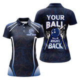 Maxcorners Funny Blue Bowling Your Ball Will Be Right Back Premium Customized Name 3D Shirt For Women