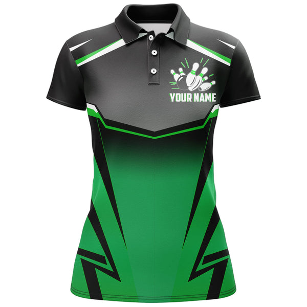 Maxcorners Kingpins Green Bowling Customized Name All Over Printed Shirt For Women