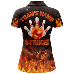 Maxcorners Flames Bowling Strike Personalized All Over Printed Shirt For Women