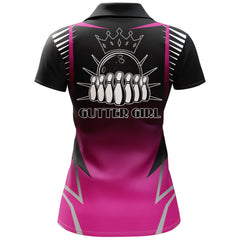 Maxcorners Gutter Girl Pink Bowling Premium Customized Name 3D Shirt For Women