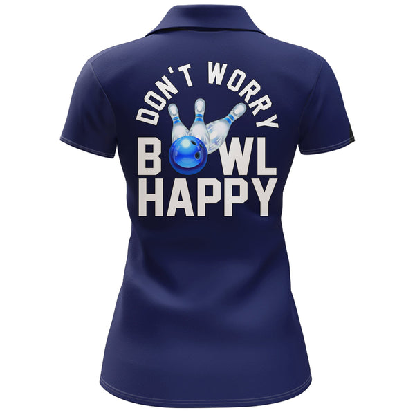 Maxcorners Dark Blue Bowling Don't Worry Bowl Happy Personalized All Over Printed Shirt For Women