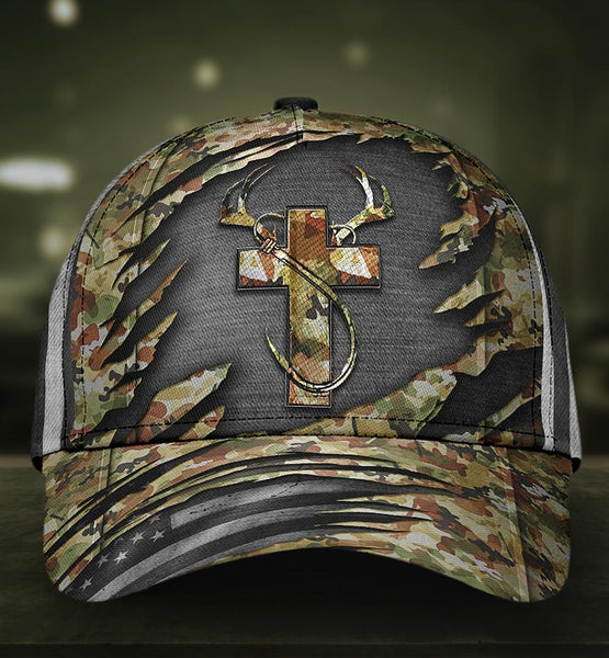 Maxcorners Jesus Hunting Fishing Camo Classic Cap