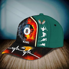 Maxcorners Billiard Lover Personalized Name 3D Over Printed Cap