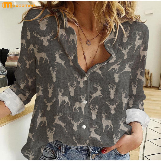 Maxcorners Deer Grey Casual Shirt