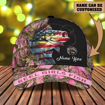 Maxcorners Personalized Name Reel Fish Girl Cap PT02