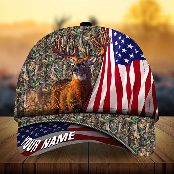 Maxcorners Premium Florapunk Flag Deer Hunting Personalized Hats 3D