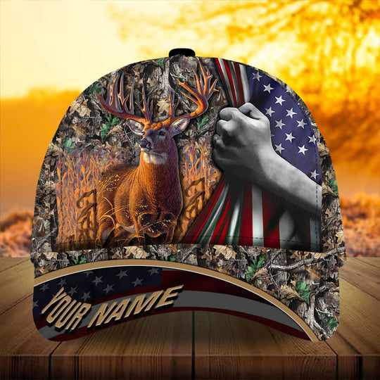 Maxcorners Premium Florapunk Flag Pull Deer Hunting Personalized Hats 3D