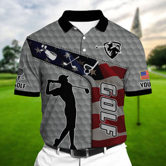 Max Corners Classic US Golf Man Multicolor Personalized 3D Golf Polo Shirt