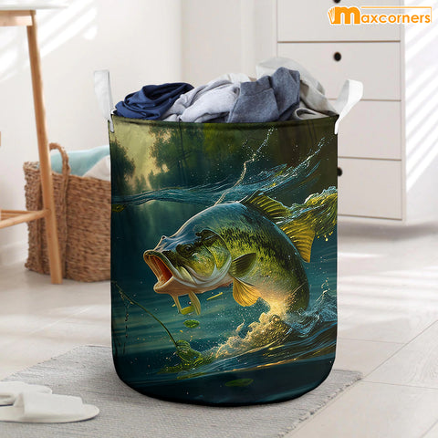 Maxcorners Bass Fishing Green All Over Printed Basket