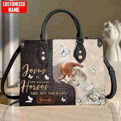 Maxcorners Customized Name Horse Printed Leather T20-Handbag