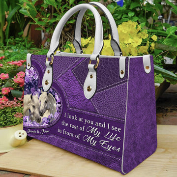 Maxcorners Customized Name Horse Printed Leather T29 -Handbag