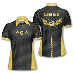 Maxcorners Billiard Heartbeat Honeycomb Pattern For Women Personalized Name Shirt