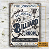 Maxcorners Personalized Billiard Room All-in Game Vertical All Printed 3D Classic Metal Sign