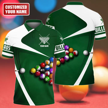 Maxcorners White and Green Pool Personalized Unisex Shirt