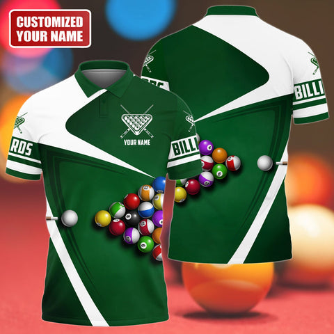 Maxcorners White and Green Pool Personalized Unisex Shirt