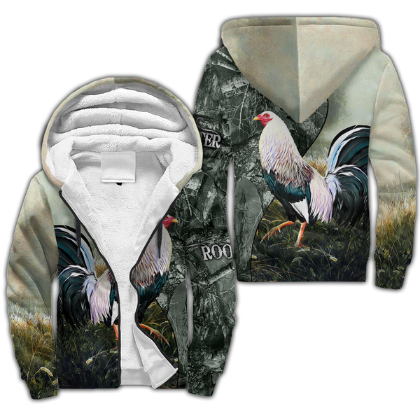 Maxcorners Rooster Unisex Deluxe Green Hoodie