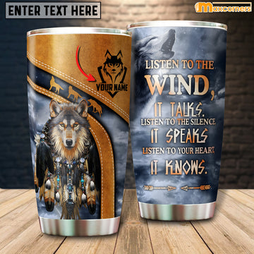 Personalized Native Wolf Tumbler