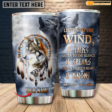 Personalized Native Wolf Tumbler