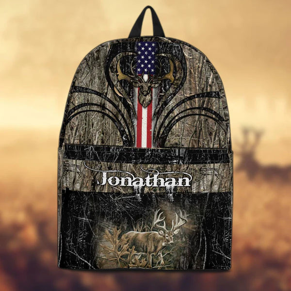 Maxcorners Deer Hunting Name State & Flag Personalized Backpack