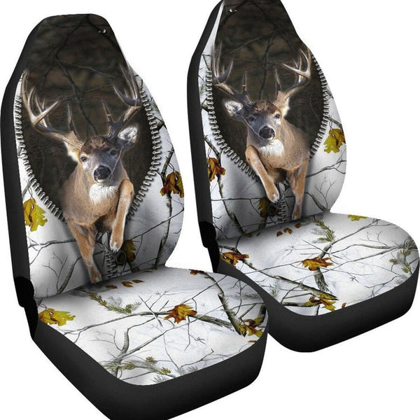 Maxcorners Deer Hunting Zipper Camo Car Seat Cover
