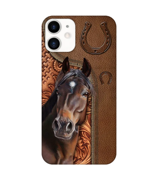 Horse Love Leather Pattern Personalized Phone Case - IPHONE