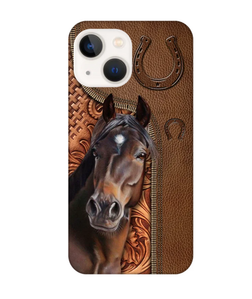 Horse Love Leather Pattern Personalized Phone Case - IPHONE