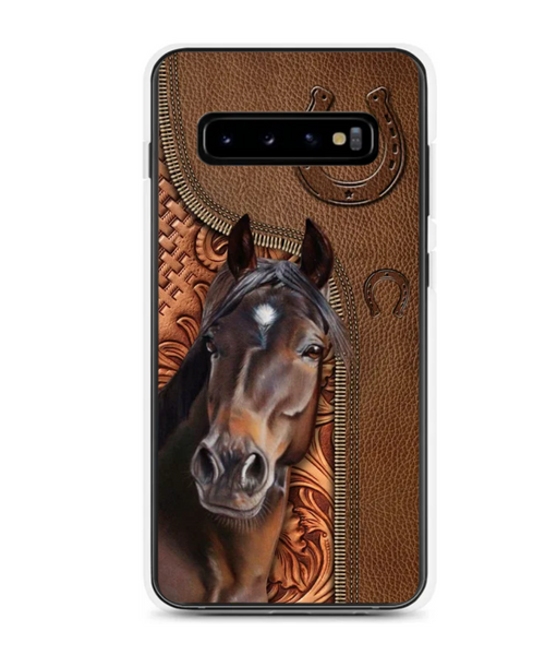 Horse Love Leather Pattern Personalized Phone Case - Samsung