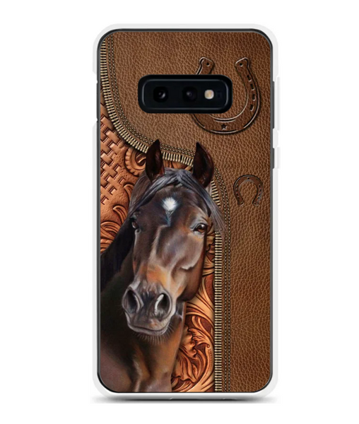 Horse Love Leather Pattern Personalized Phone Case - Samsung