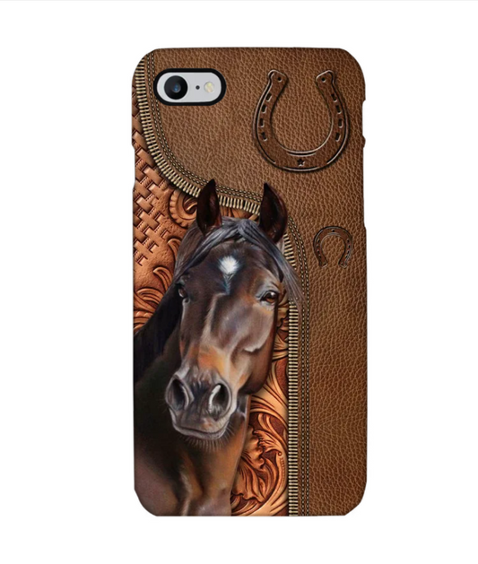 Horse Love Leather Pattern Personalized Phone Case - IPHONE