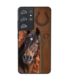 Horse Love Leather Pattern Personalized Phone Case - Samsung