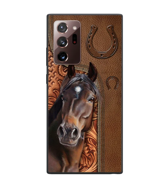 Horse Love Leather Pattern Personalized Phone Case - Samsung