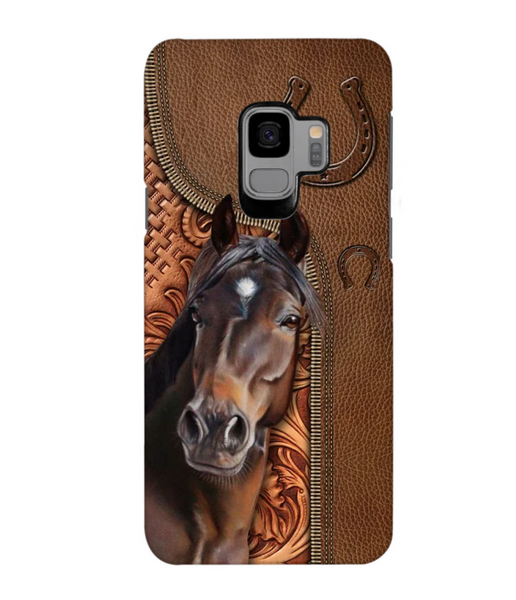 Horse Love Leather Pattern Personalized Phone Case - Samsung