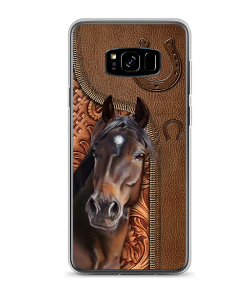 Horse Love Leather Pattern Personalized Phone Case - Samsung