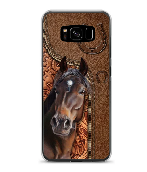 Horse Love Leather Pattern Personalized Phone Case - Samsung