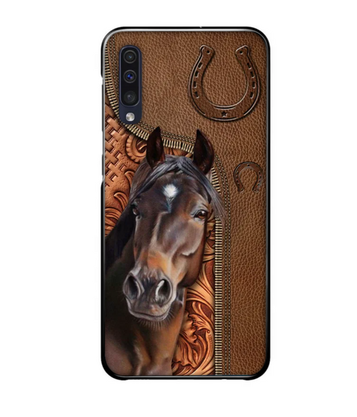 Horse Love Leather Pattern Personalized Phone Case - Samsung