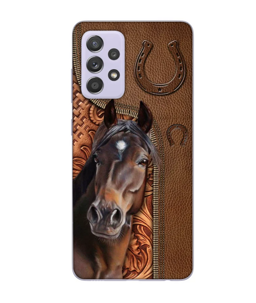 Horse Love Leather Pattern Personalized Phone Case - Samsung