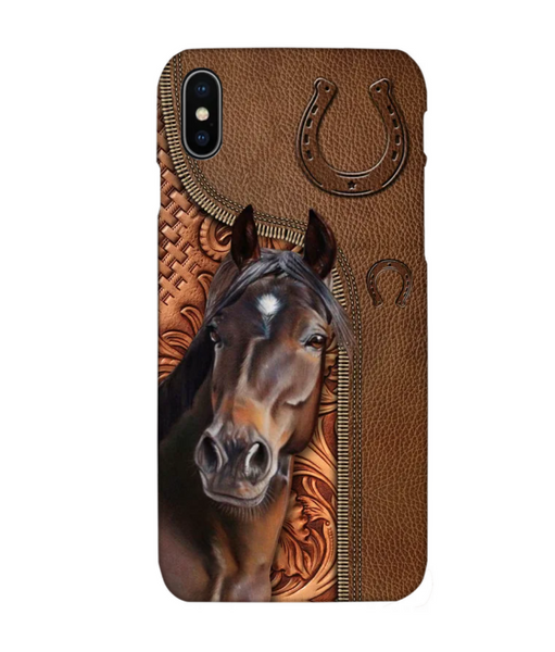 Horse Love Leather Pattern Personalized Phone Case - IPHONE